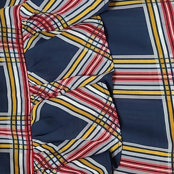 Crown & Ivy Colorful Plaid Semi Sheer Top with Ruffled neck size XL - Picture 5 of 8